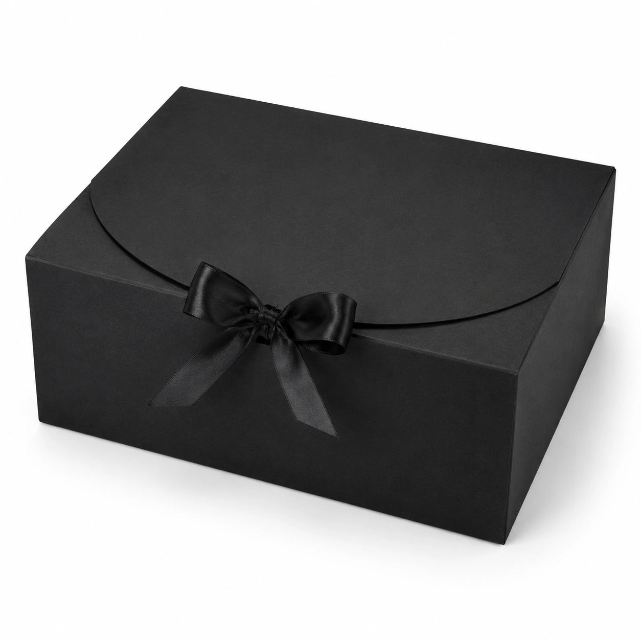 Boîte cadeau 25 x 20 x 10 cm en carton noir avec ruban style élégant
