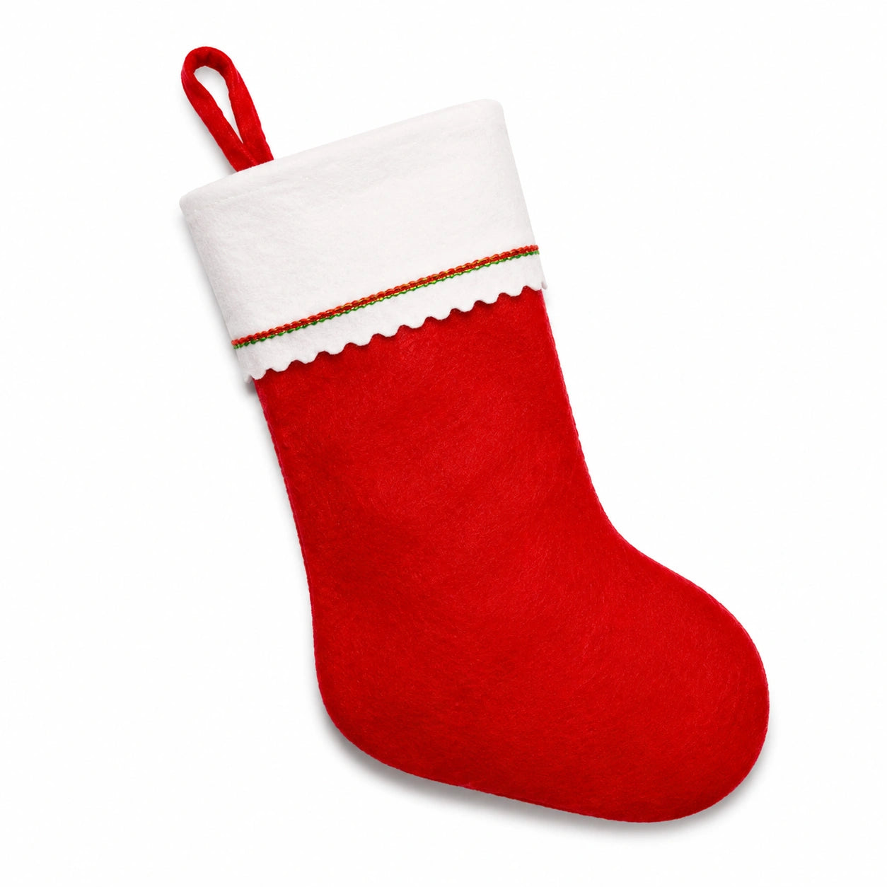 Chaussette de Noël 25 cm en feutre rouge et blanc à suspendre