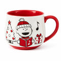 Mug 450 ml en céramique blanc et rouge pour boissons chaudes à motif festif
