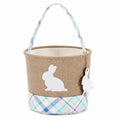 Panier de rangement rond diamètre 25 cm en tissu beige à motif lapin avec anse souple