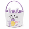 Panier de Pâques 25 cm en textile blanc violet pour friandises style lapin