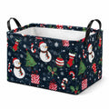 Panier de rangement 38 cm en tissu bleu à motifs hivernaux pliable avec poignées
