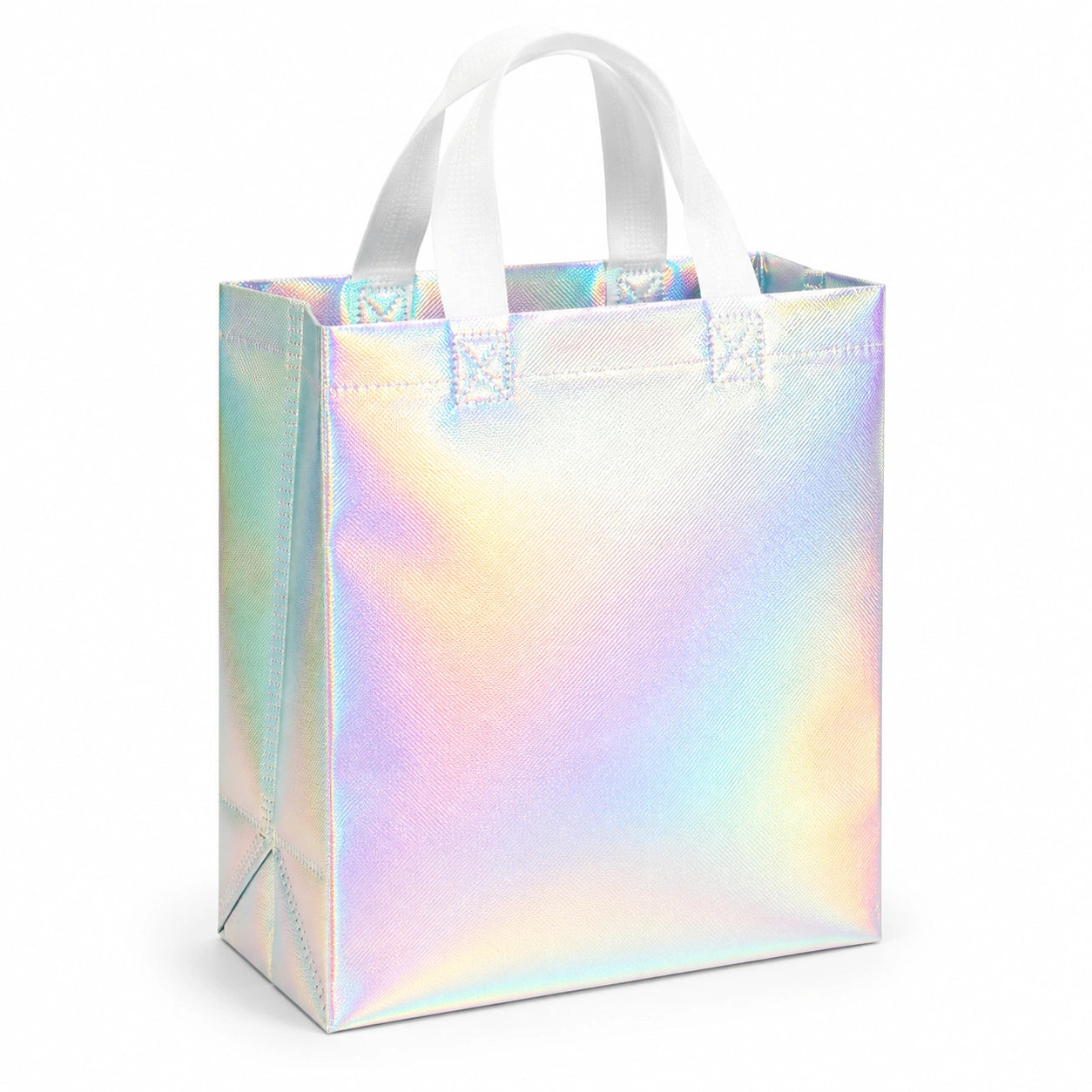 Sac cadeau 20 x 10 x 25 cm en polypropylène irisé multicolore à poignées pour emballage