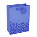 Sac cadeau 21 x 10 x 27 cm en papier bleu à poignées ruban décor à pois