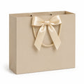 Sac cadeau en papier 32 x 12 x 26 cm beige avec nœud en satin style élégant
